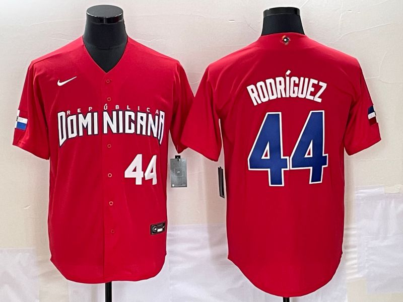 Men 2023 World Cub Dominicana 44 Rodriguez Red Nike MLB Jersey4
